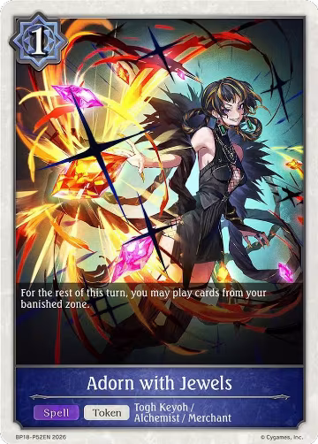 Adorn with Jewels - P52EN (Foil) (BP18-P52EN), Neometropolis — Shadowverse card price