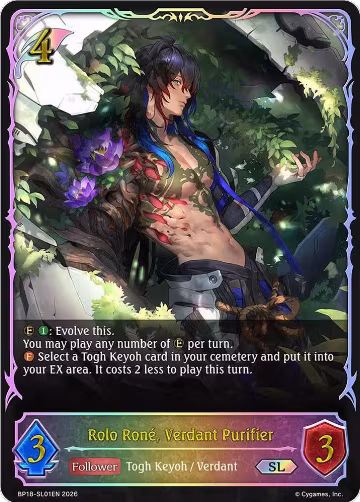 Rolo Rone, Verdant Purifier (SL) (BP18-SL01EN), Neometropolis — Shadowverse card price
