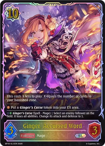Ginger, Accursed Word (SL) (BP18-SL12EN), Neometropolis — Shadowverse card price