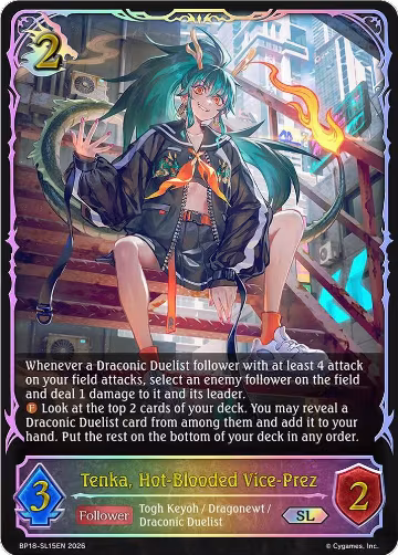 Tenka, Hot-Blooded Vice-Prez (SL) (BP18-SL15EN), Neometropolis — Shadowverse card price