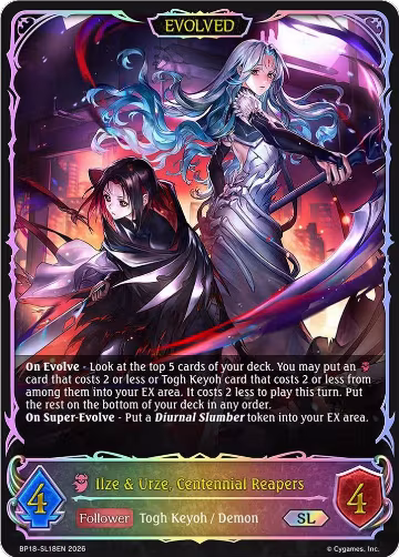 Ilze & Urze, Centennial Reapers (Evolved) (SL) (BP18-SL18EN), Neometropolis — Shadowverse card price