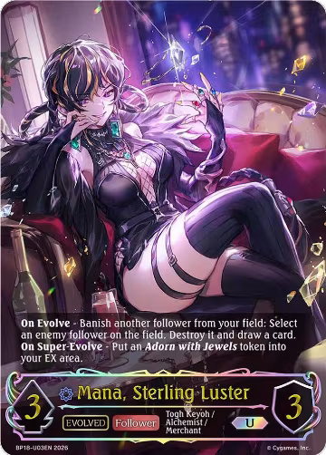 Mana, Sterling Luster (Evolved) (U) (BP18-U03EN), Neometropolis — Shadowverse card price