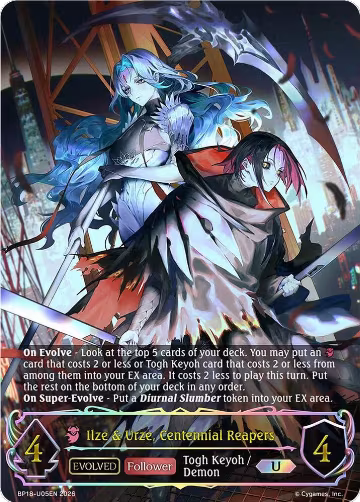 Ilze & Urze, Centennial Reapers (Evolved) (U) (BP18-U05EN), Neometropolis — Shadowverse card price