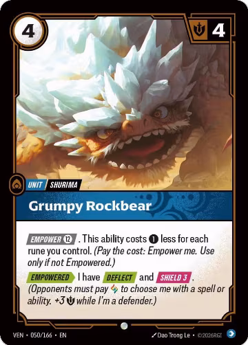 Grumpy Rockbear (050/166), Vendetta — Riftbound card price