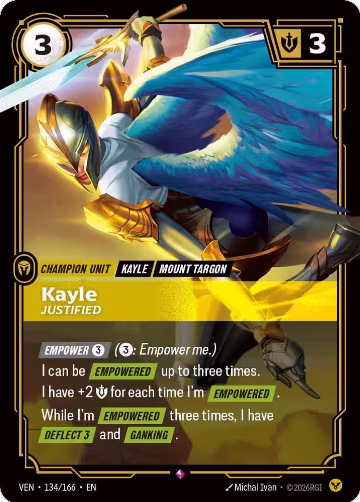 Kayle, Justified (134/166), Vendetta — Riftbound card price