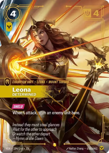 Leona, Determined (Overnumbered) (184/166), Vendetta — Riftbound card price