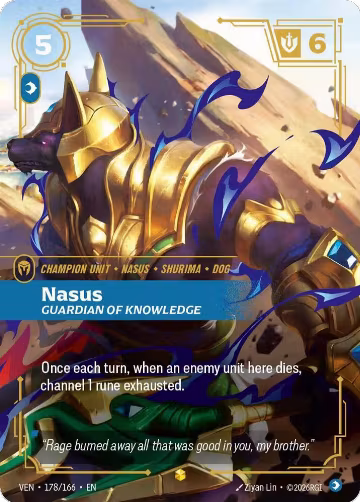 Nasus, Guardian of Knowledge (Overnumbered) (178/166), Vendetta — Riftbound card price