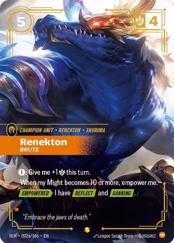 Renekton, Brute (Alternate Art) (092a/166), Vendetta — Riftbound card price