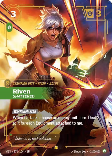 Riven, Shattered (Overnumbered) (171/166), Vendetta — Riftbound card price