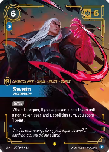 Swain, Visionary (Overnumbered) (173/166), Vendetta — Riftbound card price