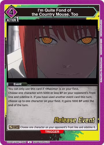 I'm Quite Fond of the Country Mouse, Too (UE22BT/CSM-1-040), CHAINSAW MAN Release Event Cards — Union Arena card price