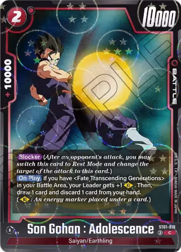 Son Gohan : Adolescence - ST01-010 (Dragon Ball Pattern) (ST01-010), Story Booster 01 — DB Fusion card price