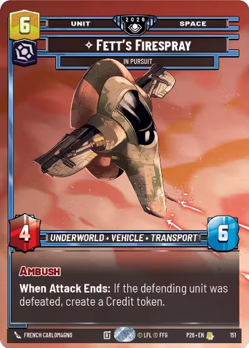 Fett's Firespray - In Pursuit (Prize Wall) (151), Galactic Championship 2026 — Star Wars card price