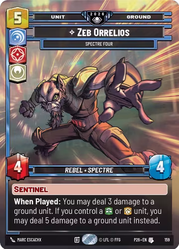 Zeb Orellios - Spectre Four (Prize Wall) (Foil) (159), Galactic Championship 2026 — Star Wars card price