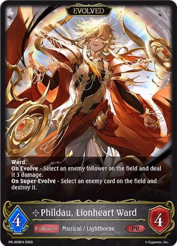 Phildau, Lionheart Ward (Evolved) (PR-393EN), Shadowverse: Evolve Promo Cards — Shadowverse card price