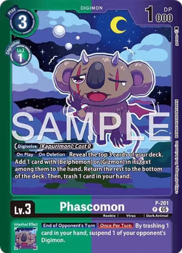 Phascomon (P-201 P), Limited Card Pack -Final Crest- — Digimon card price
