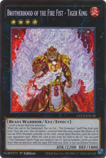 Brotherhood of the Fire Fist - Tiger King (LAVD-ENL36), Legendary Arc-V Decks — Yu-Gi-Oh! card price