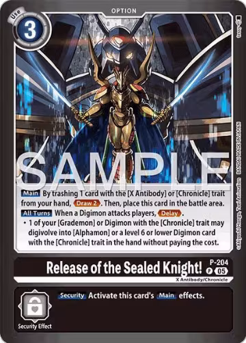 Release of the Sealed Knight! (P-204 P), Limited Card Pack -Final Crest- — Digimon card price