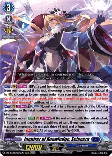 Inquirer of Knowledge, Selseera (DZ-SS15/005EN), DZ-SS15: The Legendary Vanguards — Vanguard card price