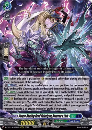 Corpse Hunting Rend Cataclysm, Roveena & Zuin (DZ-SS15/031EN), DZ-SS15: The Legendary Vanguards — Vanguard card price