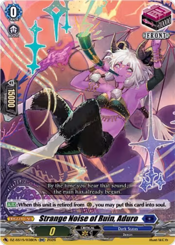 Strange Noise of Ruin, Aduro (DZ-SS15/038EN), DZ-SS15: The Legendary Vanguards — Vanguard card price