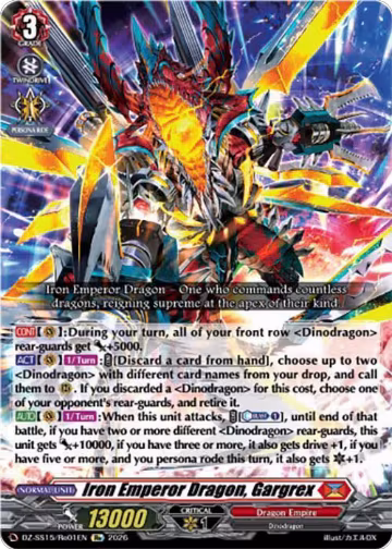 Iron Emperor Dragon, Gargrex (DZ-SS15/Re01EN), DZ-SS15: The Legendary Vanguards — Vanguard card price
