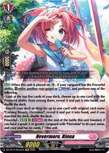 Nevermore, Rinna (DZ-SS15/Re37EN), DZ-SS15: The Legendary Vanguards — Vanguard card price