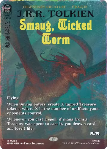 Smaug, Wicked Worm (Borderless) (Surge Foil) (281), The Hobbit — Magic card price