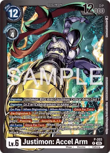 Justimon: Accel Arm (P-203 P), Limited Card Pack -Final Crest- — Digimon card price