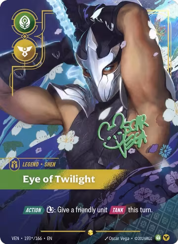 Shen, Eye of Twilight (Signature) (193*/166), Vendetta — Riftbound card price