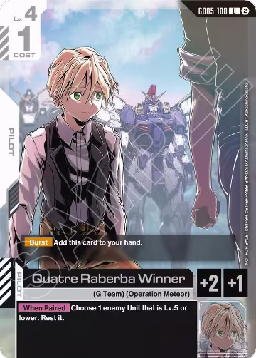 Quatre Raberba Winner (Event Pack 02) (GD05-100), Gundam Promotional Cards — Gundam card price