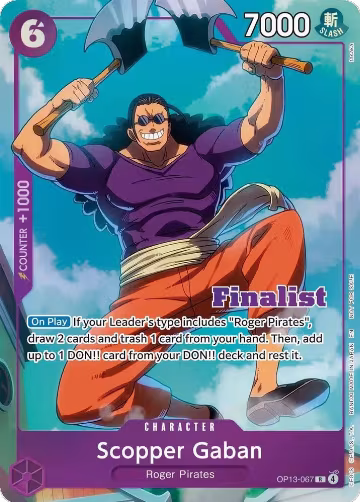 Scopper Gaban (CS 26-27 Finalist Card Set Vol.1) (OP13-067), One Piece Promotion Cards — One Piece card price