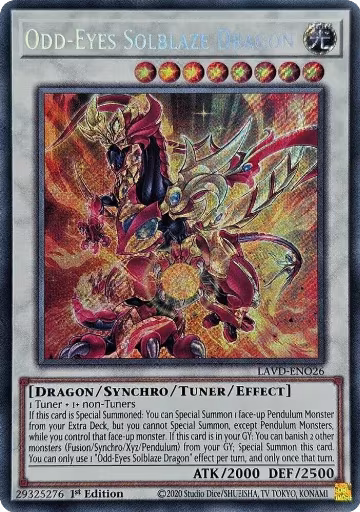 Odd-Eyes Solblaze Dragon (Secret Rare) (LAVD-ENO26), Legendary Arc-V Decks — Yu-Gi-Oh! card price