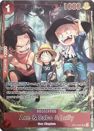 Ace & Sabo & Luffy (English Version 3rd Anniversary Set) (OP13-007), One Piece Promotion Cards — One Piece card price