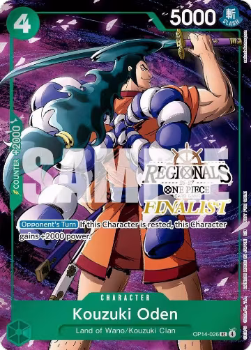 Kouzuki Oden (Regionals Finalist Card Set 26-27 Vol.2) (OP14-026), One Piece Promotion Cards — One Piece card price