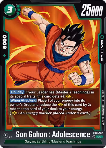 Son Gohan : Adolescence - FB11-067 (FB11-067), Brightness of Hope — DB Fusion card price