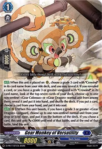 Gear Monkey of Versatility (D-PR/1121EN), D Promo Cards — Vanguard card price