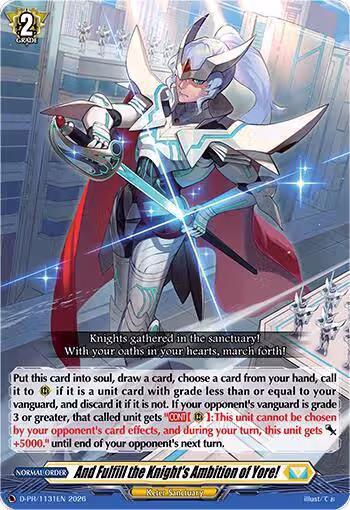 And Fulfill the Knight's Ambition of Yore! (D-PR/1131EN), D Promo Cards — Vanguard card price