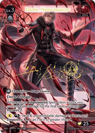 Dante, Hemomancer (CSR) (006), .asphodel/paradise — Grand Archive card price