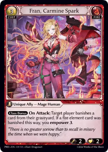Fran, Carmine Spark (119), .asphodel/paradise — Grand Archive card price