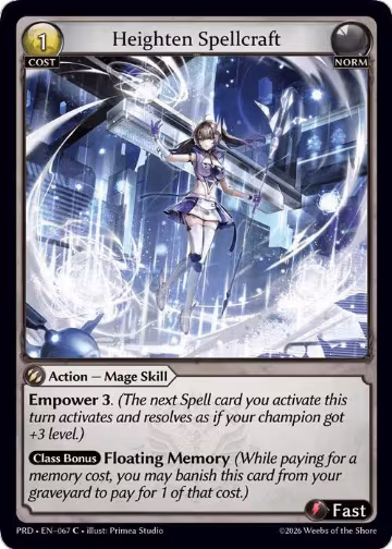 Heighten Spellcraft (067), .asphodel/paradise — Grand Archive card price