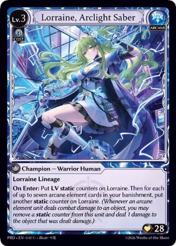 Lorraine, Arclight Saber (010), .asphodel/paradise — Grand Archive card price