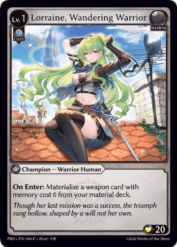Lorraine, Wandering Warrior (008), .asphodel/paradise — Grand Archive card price