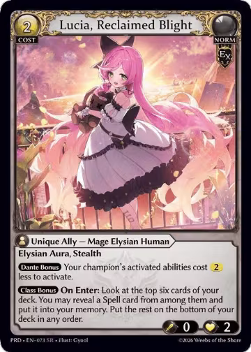 Lucia, Reclaimed Blight (073), .asphodel/paradise — Grand Archive card price