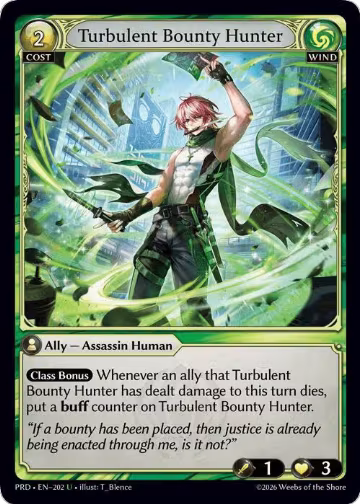 Turbulent Bounty Hunter (202), .asphodel/paradise — Grand Archive card price