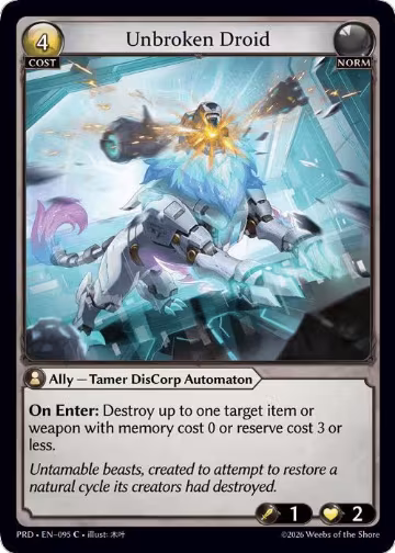 Unbroken Droid (095), .asphodel/paradise — Grand Archive card price