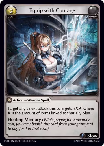 Equip with Courage (Interference Curio Foil) (057), .asphodel/paradise — Grand Archive card price