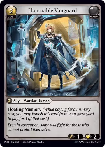 Honorable Vanguard (Interference Curio Foil) (069), .asphodel/paradise — Grand Archive card price