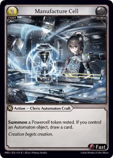 Manufacture Cell (Interference Curio Foil) (075), .asphodel/paradise — Grand Archive card price