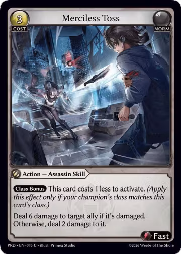 Merciless Toss (Interference Curio Foil) (076), .asphodel/paradise — Grand Archive card price